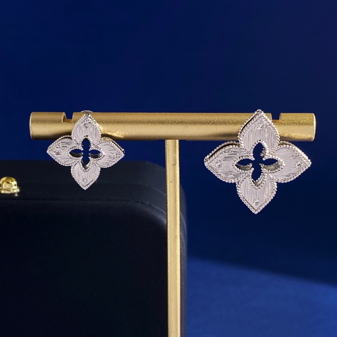 Orecchini Roberto Coin Venetian Princess in oro bianco 18 carati con accenti di diamanti, diametro del perno di 15 mm