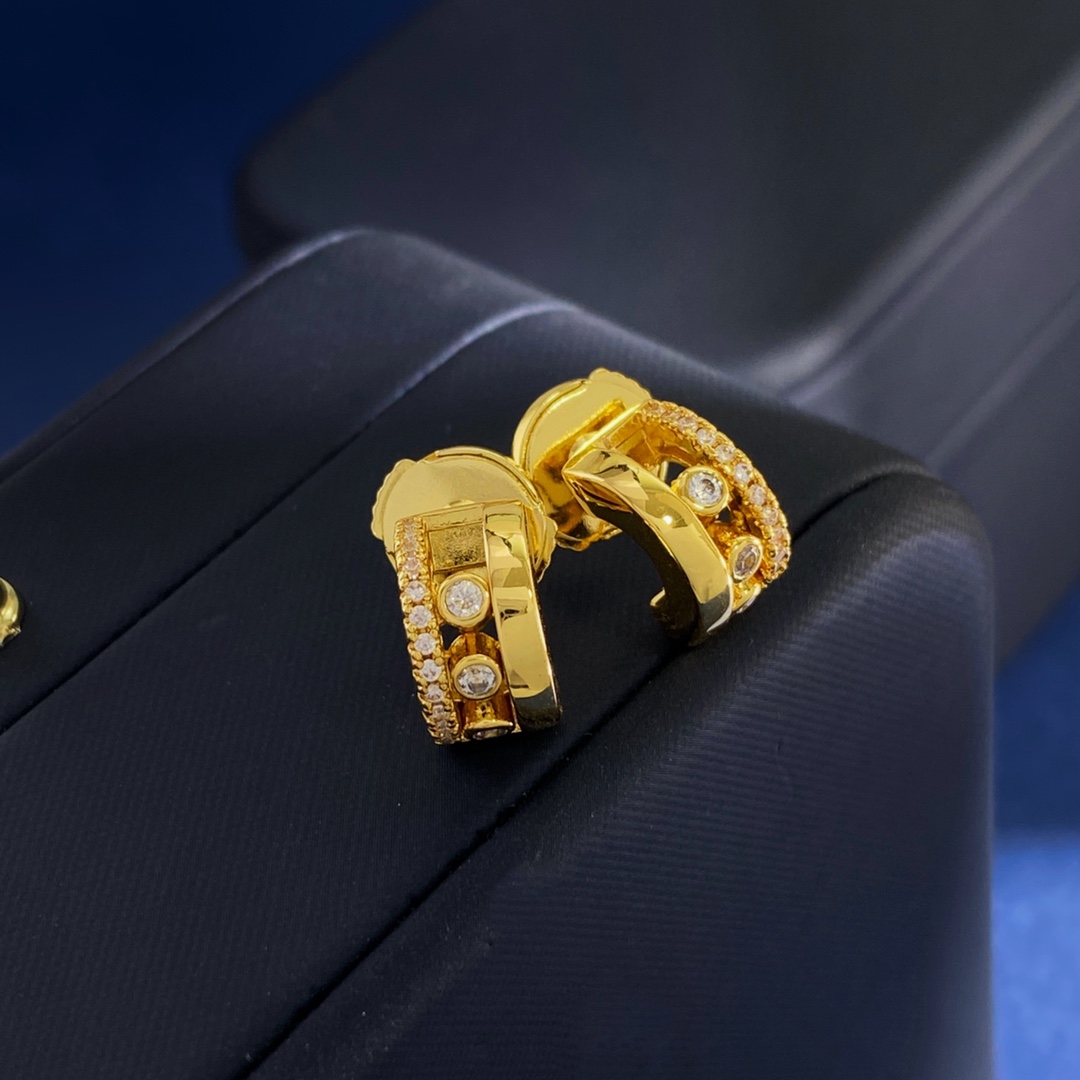 Messika Move Romane earrings 18k yellow gold with clear diamonds 18k white gold with clear diamonds 10mm hoop diameter
