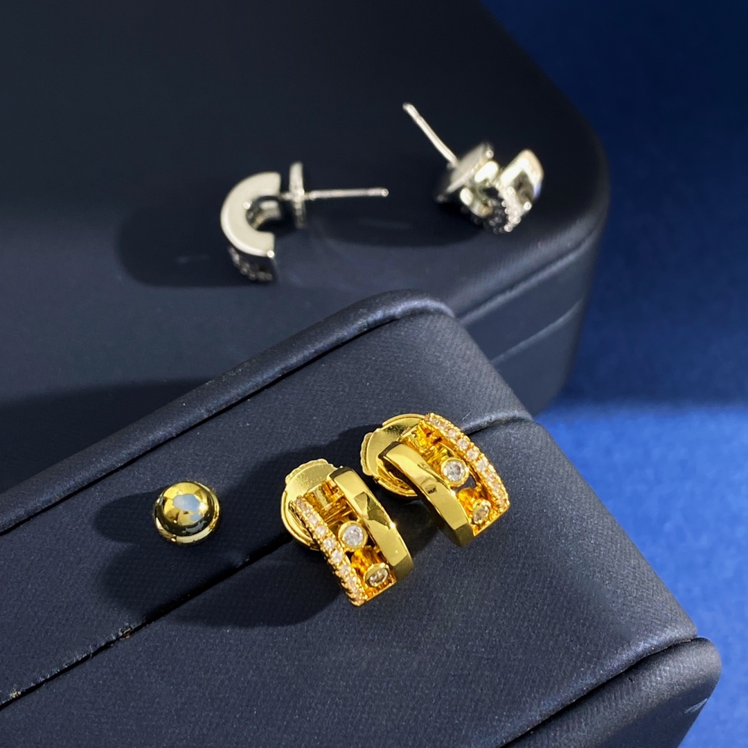 Messika Move Romane earrings 18k yellow gold with clear diamonds 18k white gold with clear diamonds 10mm hoop diameter