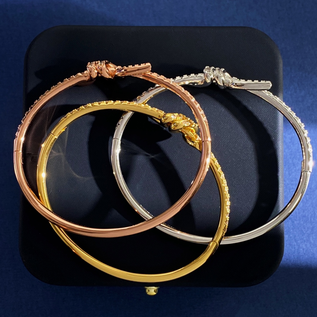 Tiffany Co Tiffany Knot bracelet 18K yellow gold with clear diamonds 18K white gold with clear diamonds 18K rose gold with clear diamonds 17cm
