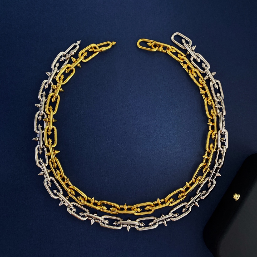 Tiffany Titan by Pharrell Williams Spiked Link necklace silver-toned metal gold-toned metal 18 inches