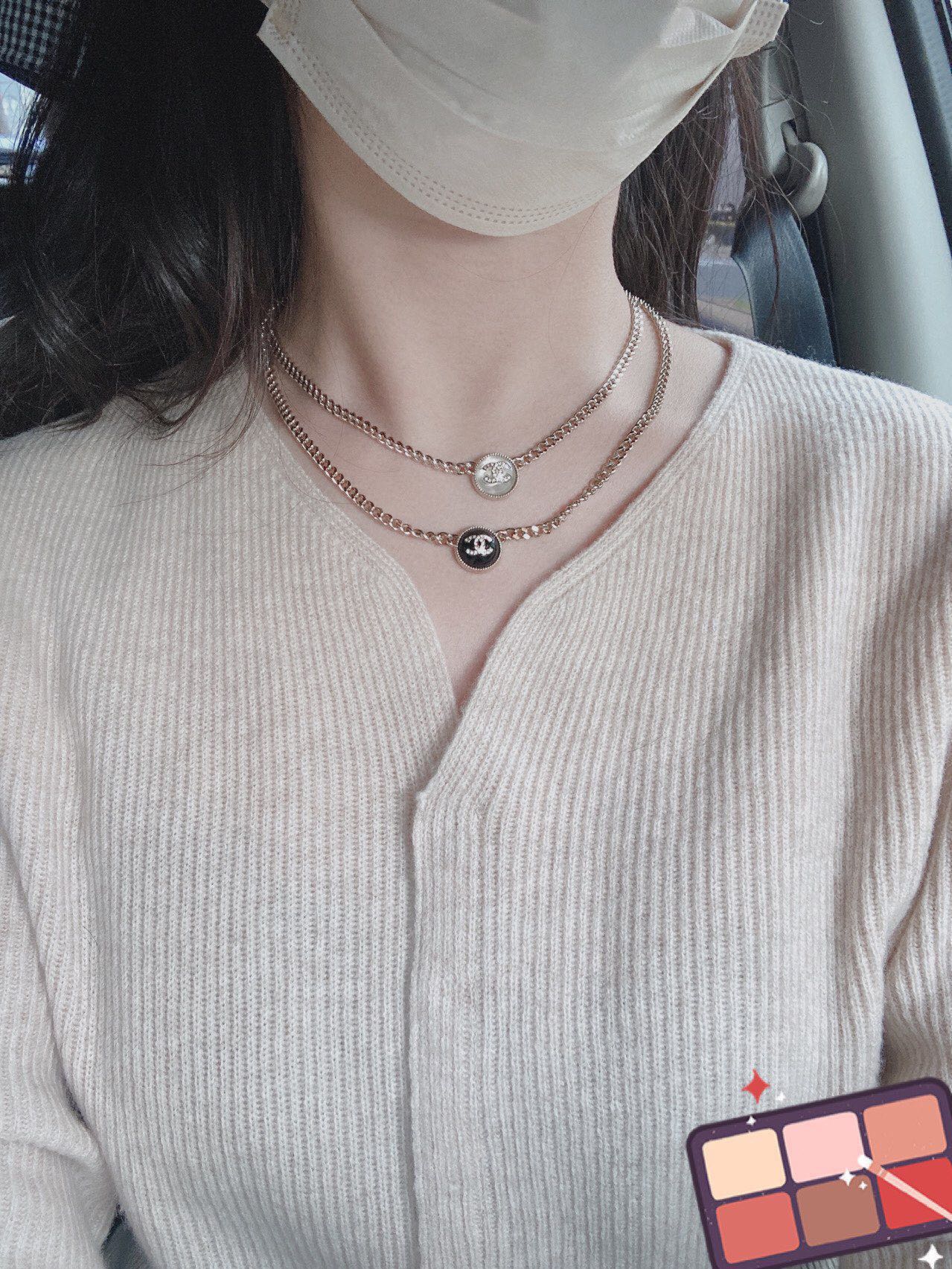 Chanel CC Logo Bijoux Fantaisie Choker necklace Light gold-tone metal black enamel clear crystal accents 40cm with 5cm extender