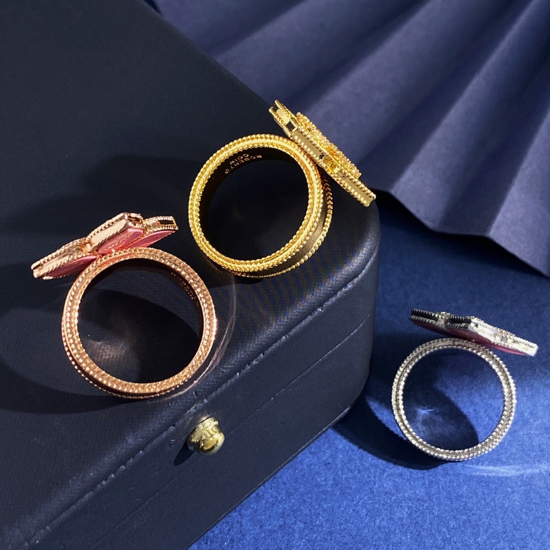 Roberto Coin Princess Flower ring Yellow gold rose gold white gold with pink rhodonite and pave diamonds 6 5