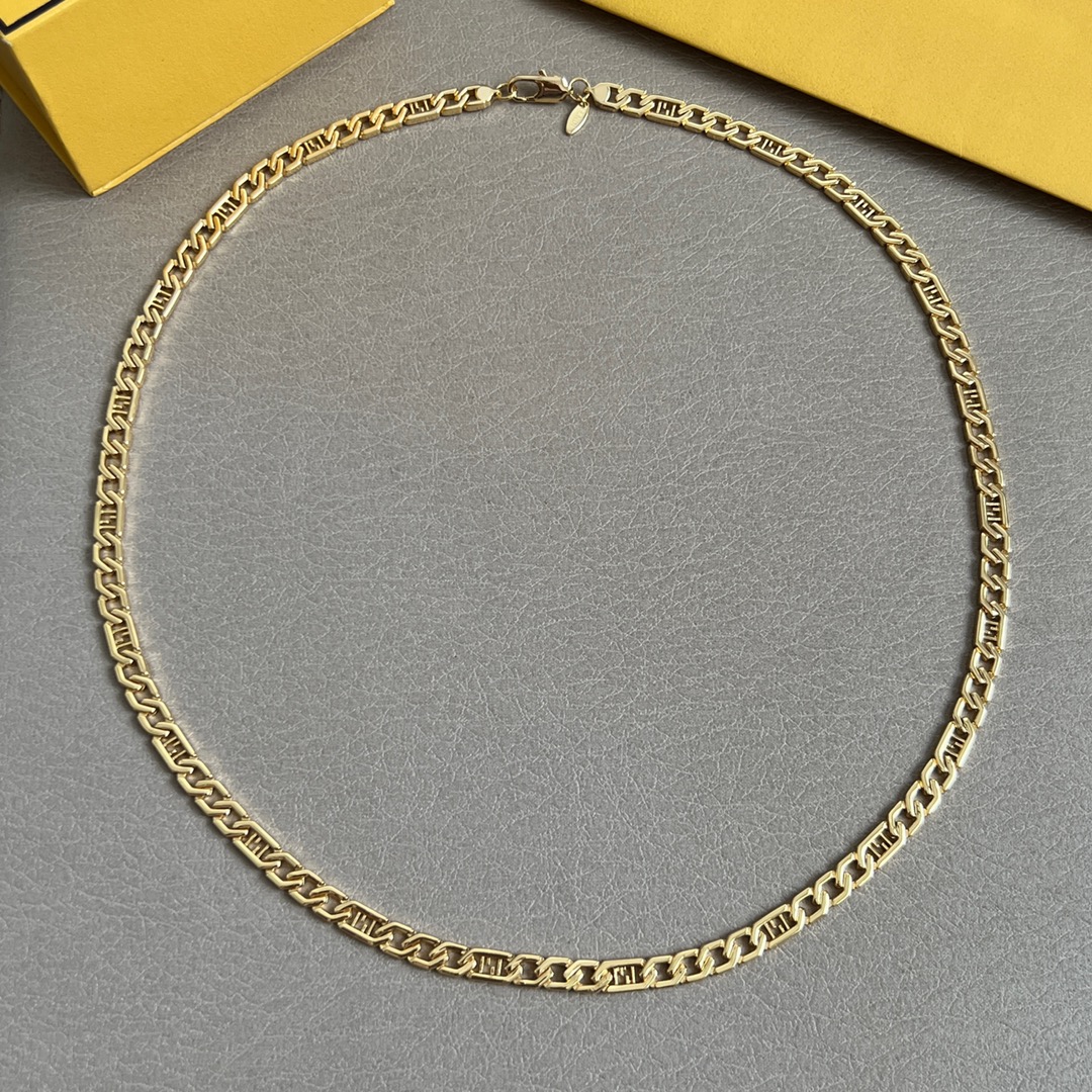 Fendi FF Logo Chain necklace gold-tone metal 50cm