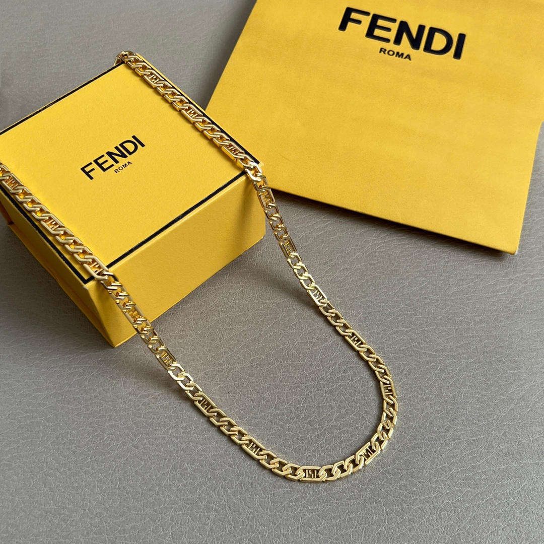 Fendi FF Logo Chain necklace gold-tone metal 50cm