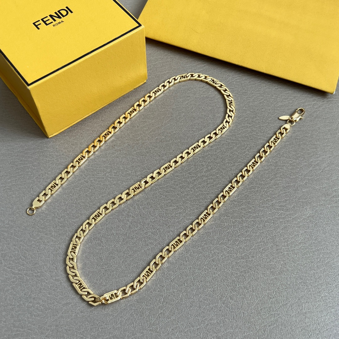 Fendi FF Logo Chain necklace gold-tone metal 50cm