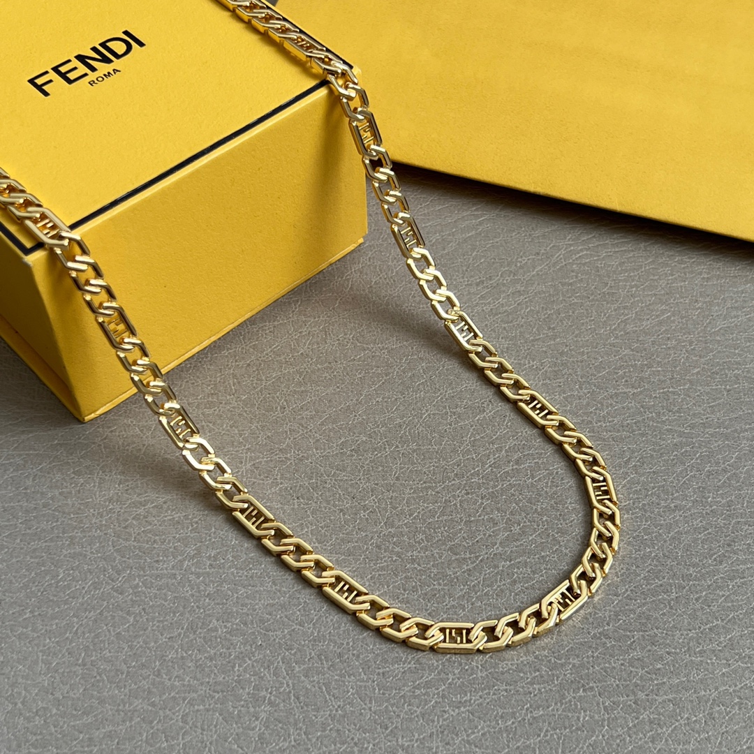 Fendi FF Logo Chain necklace gold-tone metal 50cm