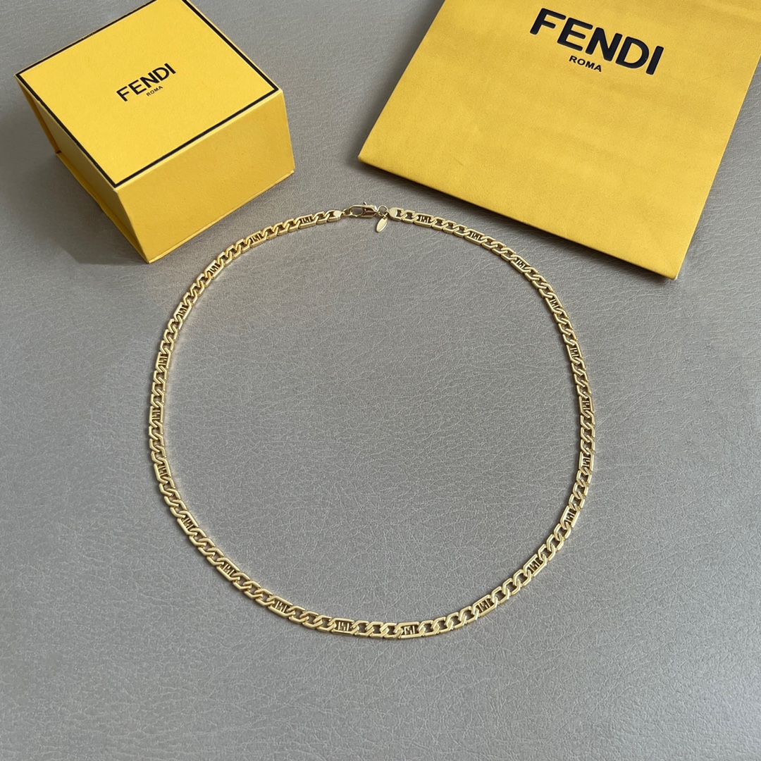 Fendi FF Logo Chain necklace gold-tone metal 50cm