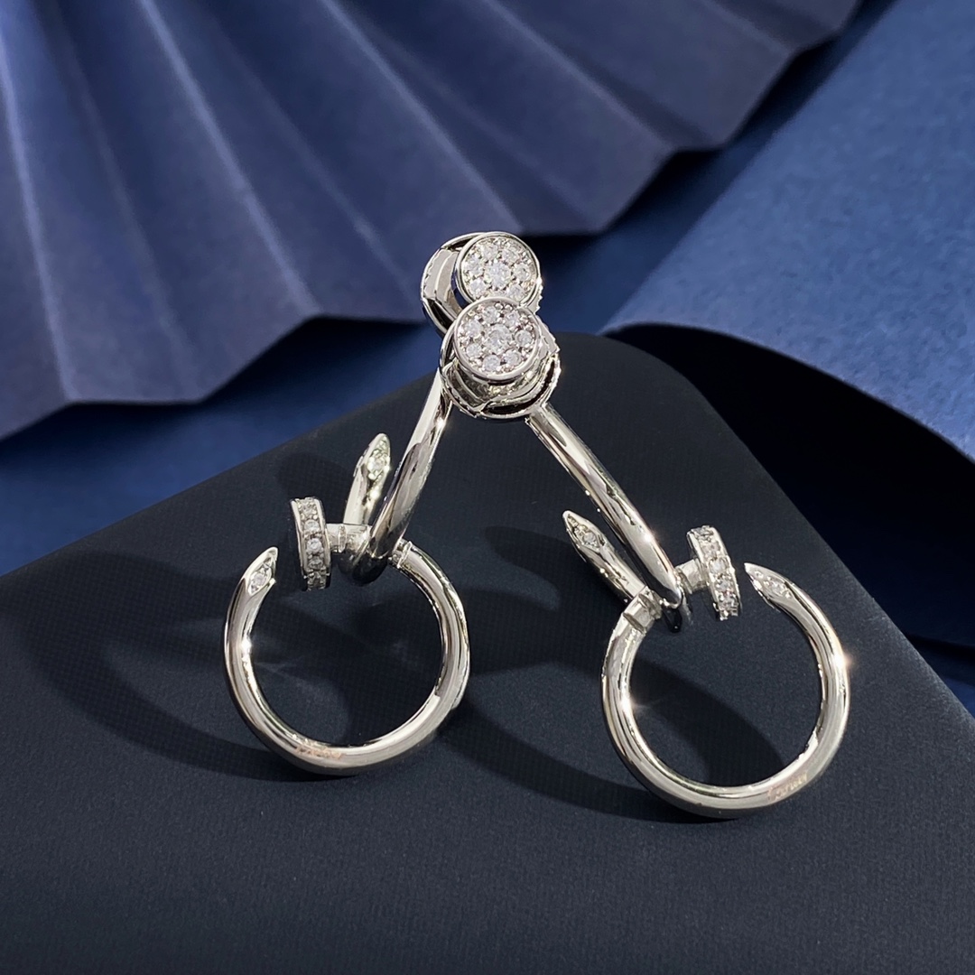 Cartier Juste un Clou earrings Silver-toned metal with clear diamond accents One Size