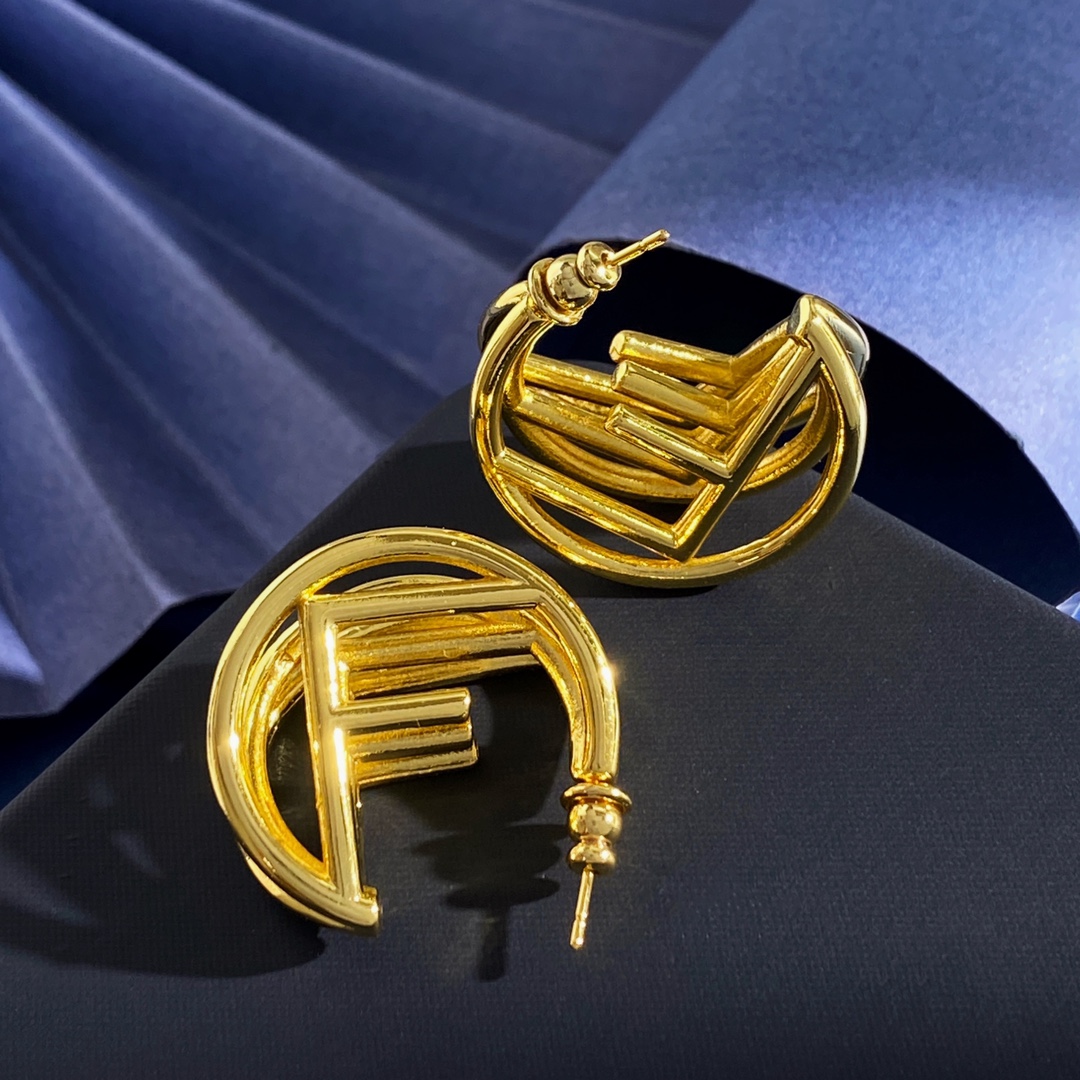 Fendi F is Fendi earrings Gold-tone metal One Size