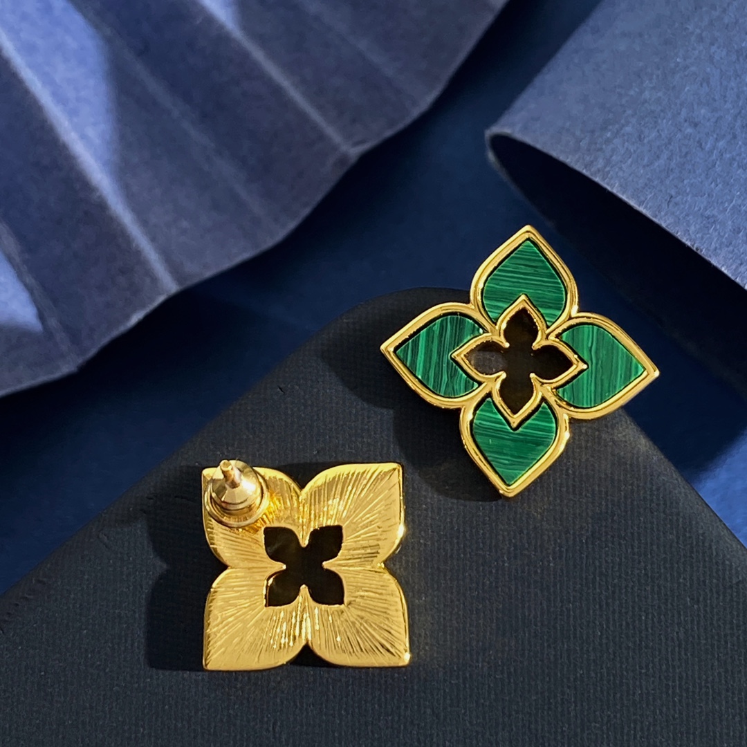 Roberto Coin Orecchini Love in Verona in oro giallo con intarsio in lapislazzuli blu, diametro del perno di 1,5 cm