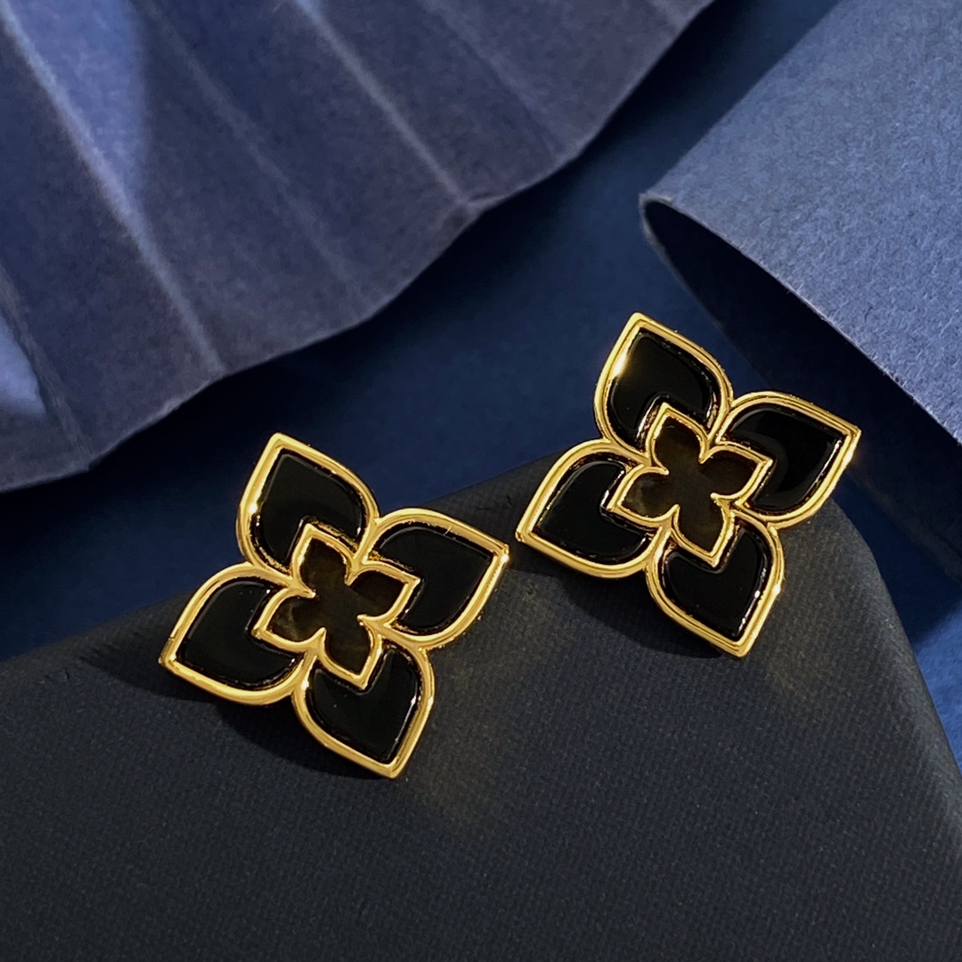 Roberto Coin Orecchini Love in Verona in oro giallo con intarsio in lapislazzuli blu, diametro del perno di 1,5 cm
