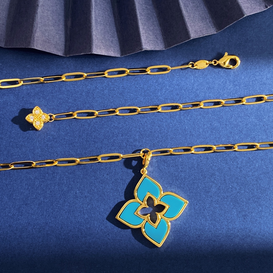 Collana Roberto Coin Love in Verona Oro giallo con intarsio in rodonite rosa 75 cm