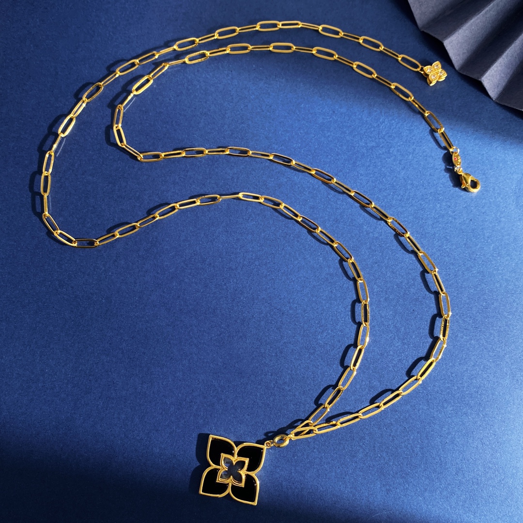 Collana Roberto Coin Love in Verona Oro giallo con intarsio in rodonite rosa 75 cm