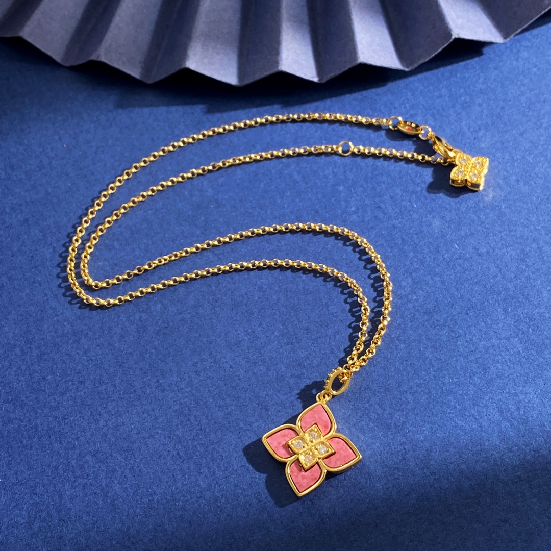 Roberto Coin Love in Verona necklace 18k rose gold blue lapis lazuli diamond 42cm