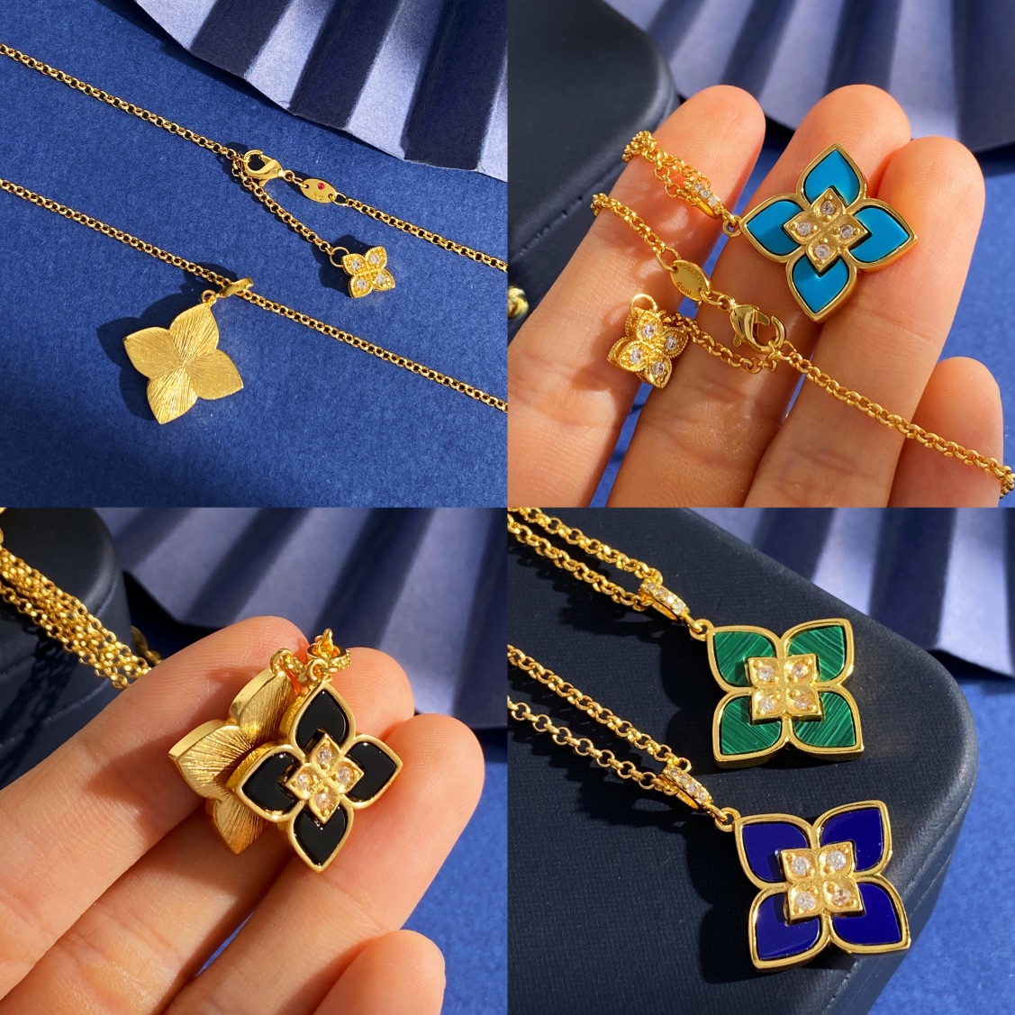 Roberto Coin Love in Verona necklace 18k rose gold blue lapis lazuli diamond 42cm
