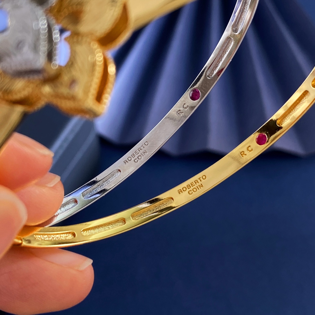 Roberto Coin Venetian Princess bracelet 18K yellow gold with white diamonds 18K rose gold with blue lapis lazuli and white diamonds 18K white gold with white diamonds 17cm