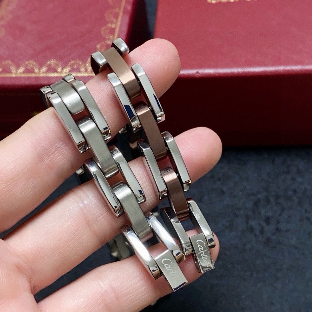 Cartier Skeleton bracelet Two-tone silver and rose gold metal no gemstones 21cm
