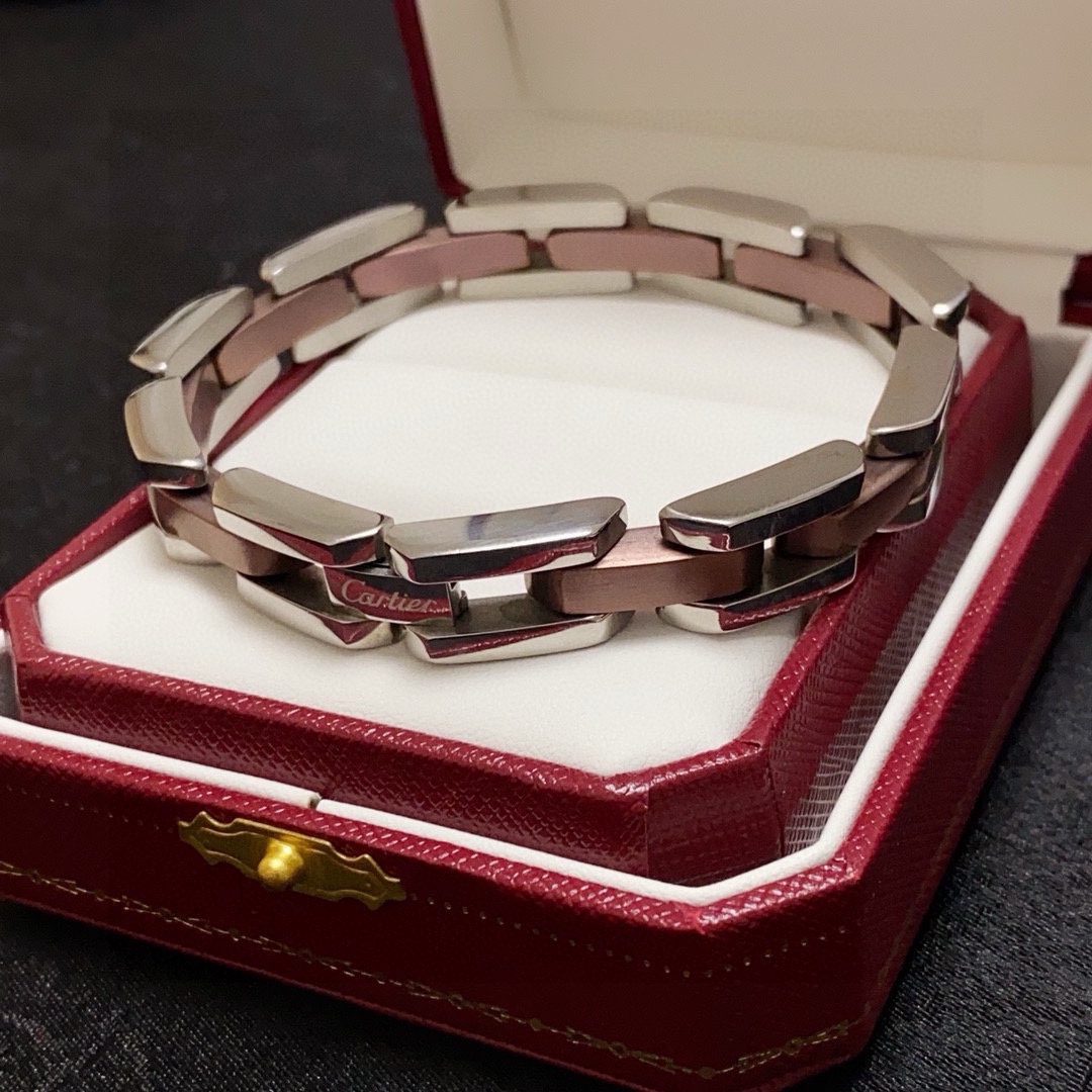 Cartier Skeleton bracelet Two-tone silver and rose gold metal no gemstones 21cm