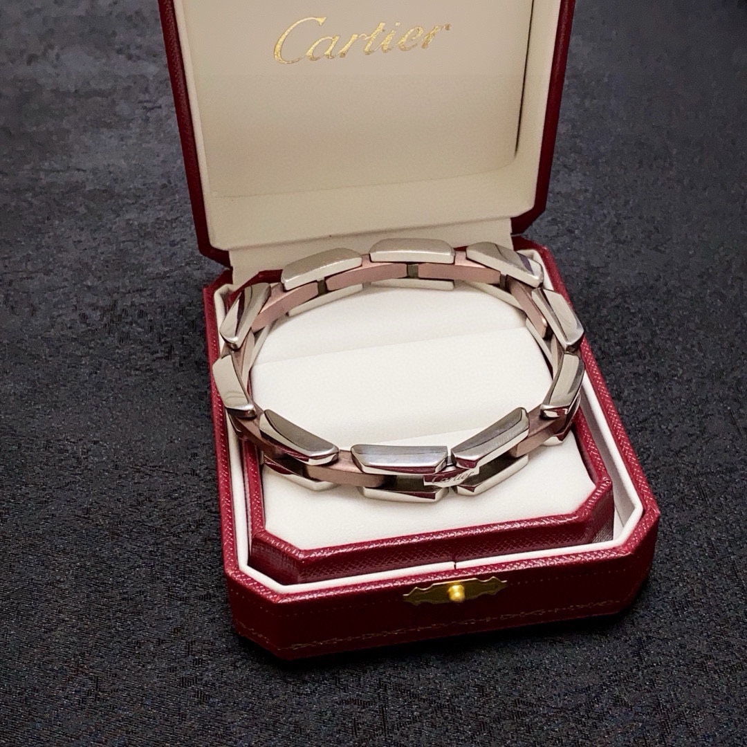 Cartier Skeleton bracelet Two-tone silver and rose gold metal no gemstones 21cm