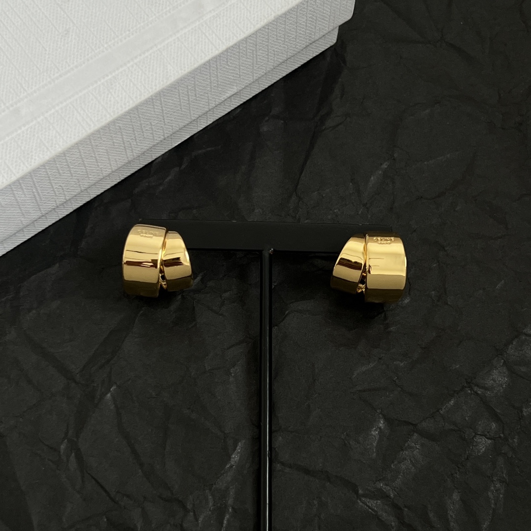 Celine Twisted Fold Hoop Earrings earrings Gold-tone polished metal gold variant silver-tone polished metal silver variant no gemstones 1 5cm diameter