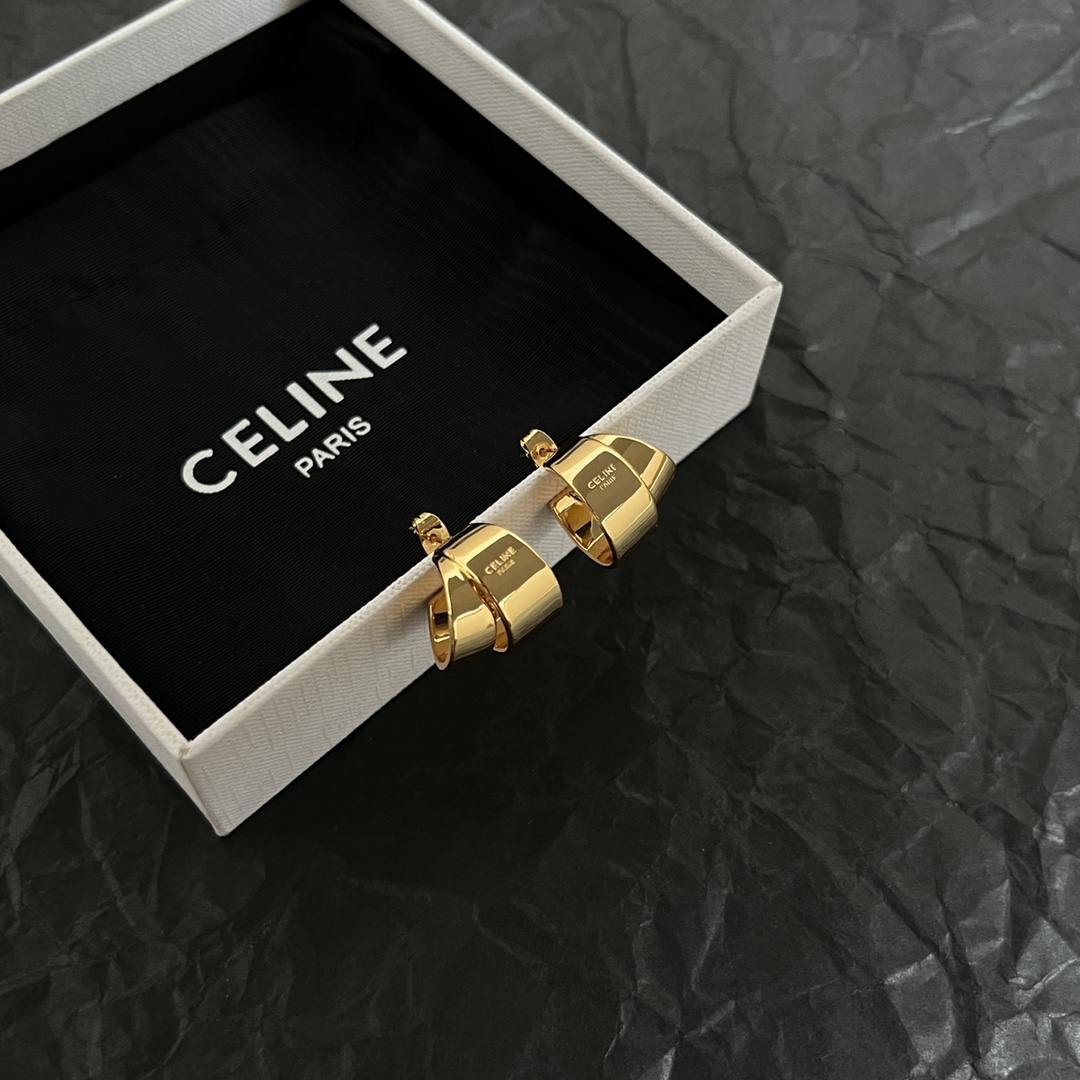 Celine Twisted Fold Hoop Earrings earrings Gold-tone polished metal gold variant silver-tone polished metal silver variant no gemstones 1 5cm diameter