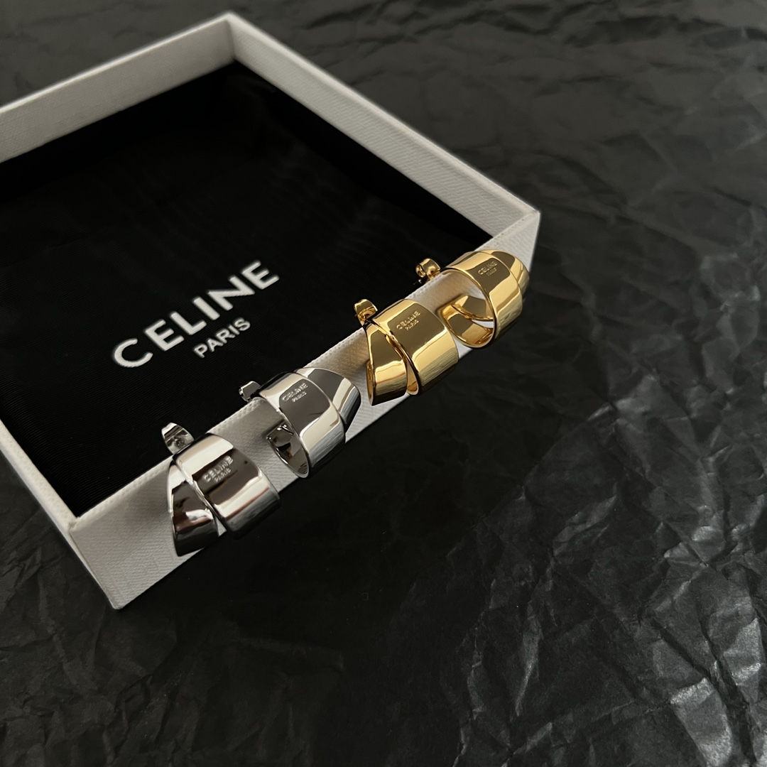 Celine Twisted Cuff Clip-On Earrings earrings silver-tone polished metal no gemstones 1 5cm width