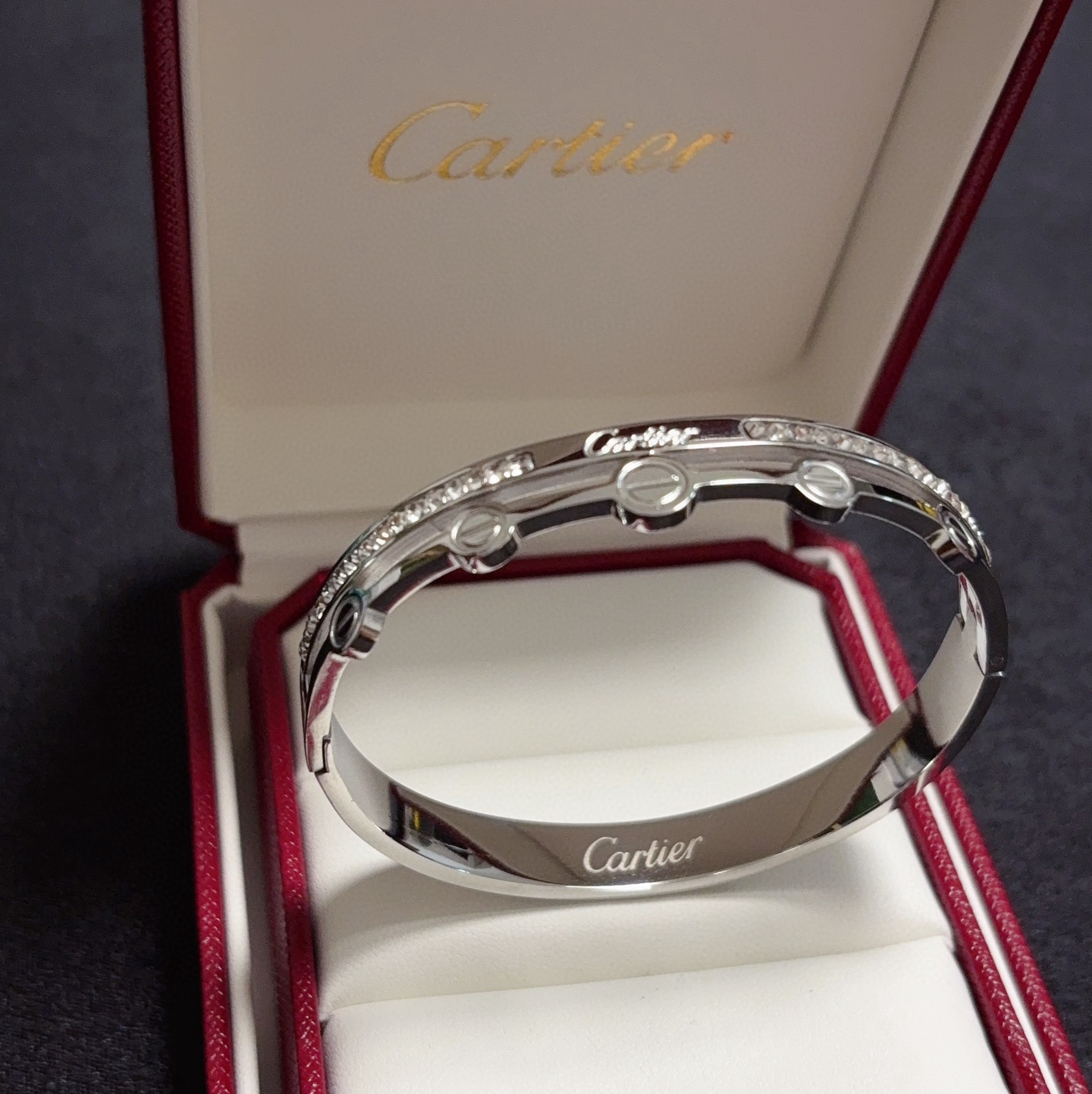 Cartier Love bracelet 18k yellow gold with clear diamond accents 18k white gold with clear diamond accents 17