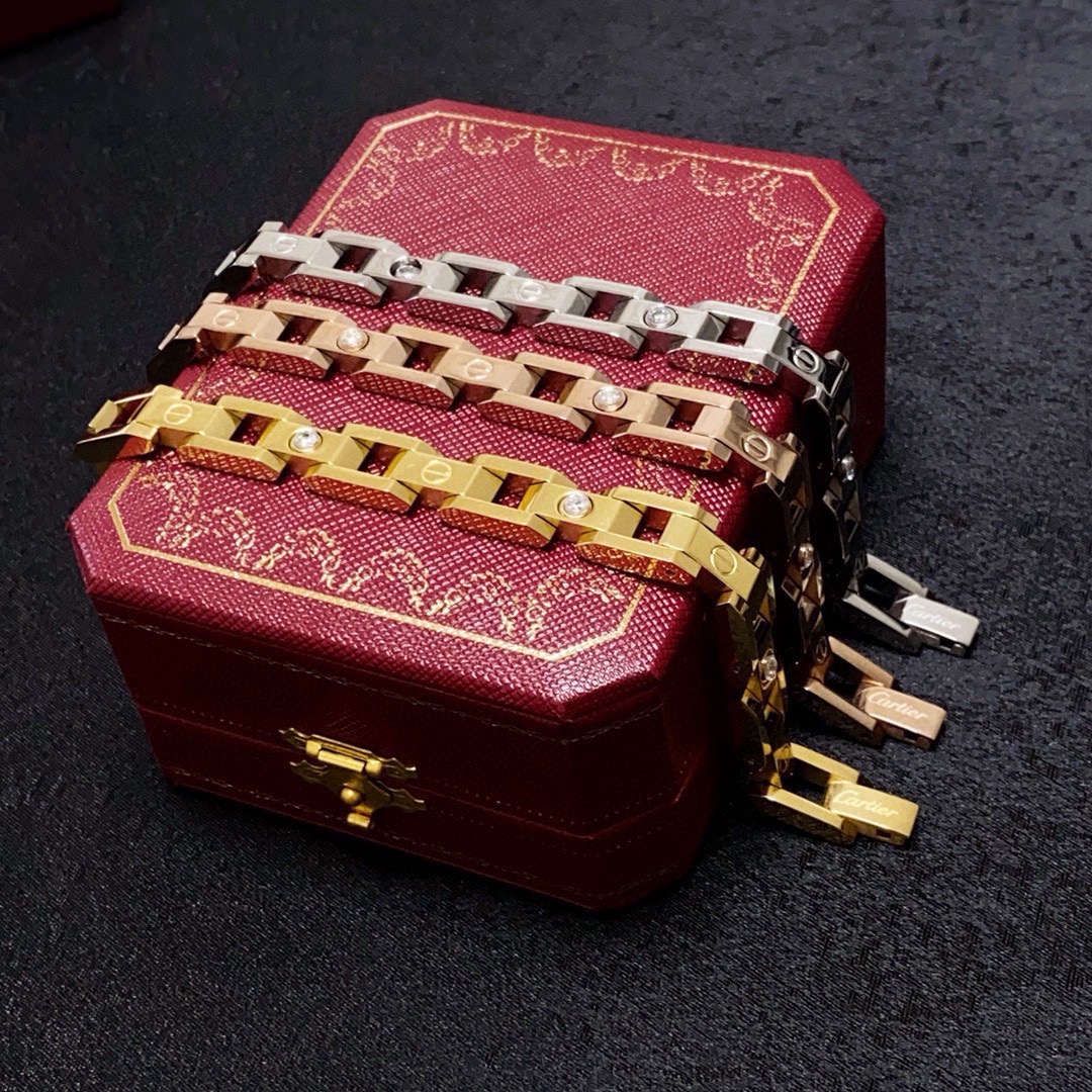 Cartier Love bracelet Yellow gold rose gold white gold with clear diamond accents 19CM