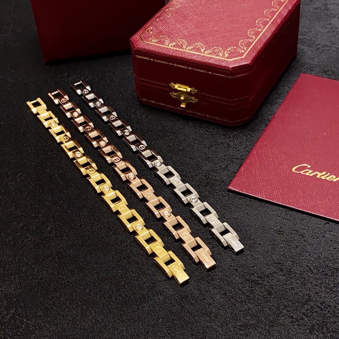 Cartier Love bracelet Yellow gold rose gold white gold with clear diamond accents 19CM