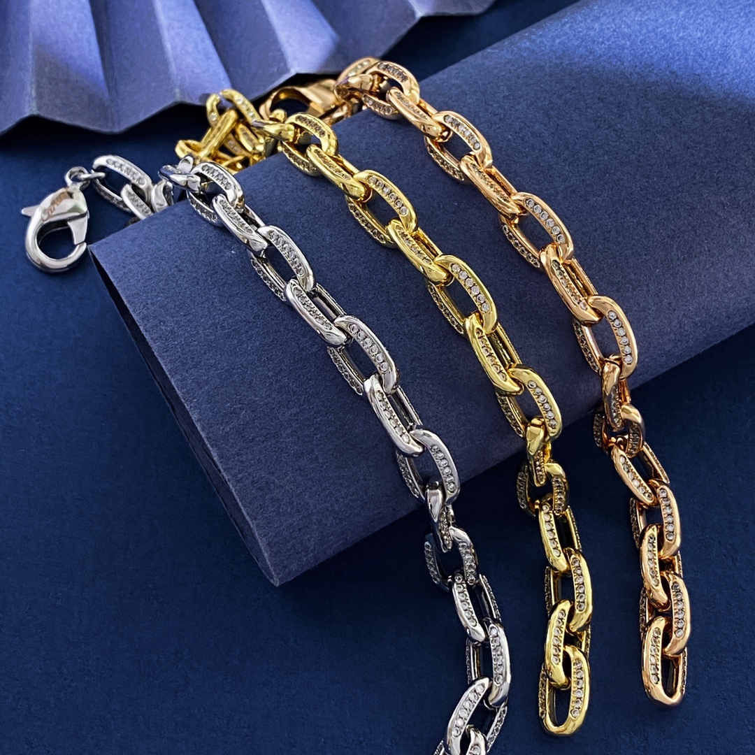 Cartier Santos de Cartier Chain Bracelet bracelet 18k white gold with clear diamond accents 18k yellow gold with clear diamond accents 18k rose gold with clear diamond accents 7 5 inches