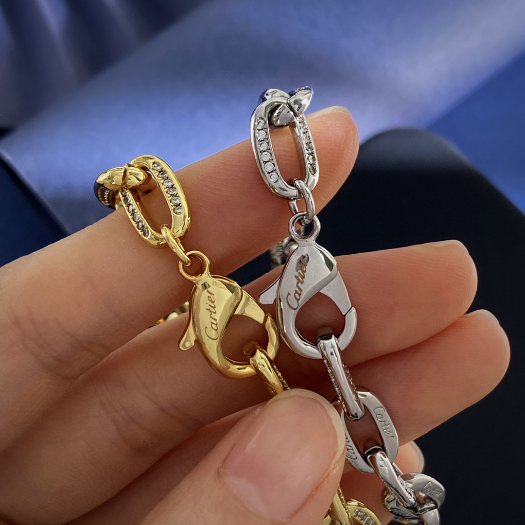 Cartier Santos de Cartier Chain Bracelet bracelet 18k white gold with clear diamond accents 18k yellow gold with clear diamond accents 18k rose gold with clear diamond accents 7 5 inches