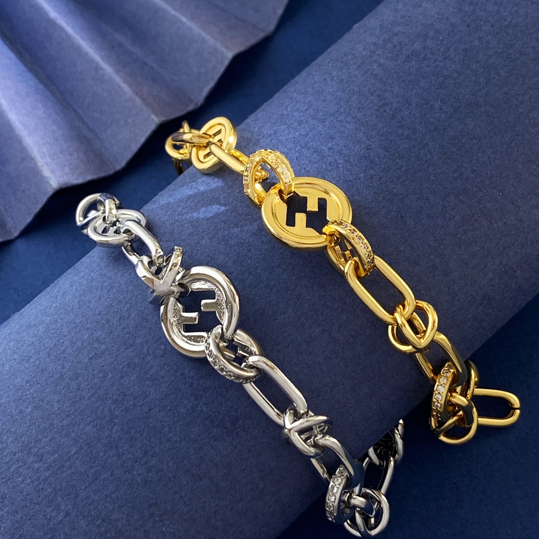 Fendi EverRound F Is Fendi bracelet gold-tone metal with clear crystal accents silver-tone metal with clear crystal accents adjustable 16-20cm