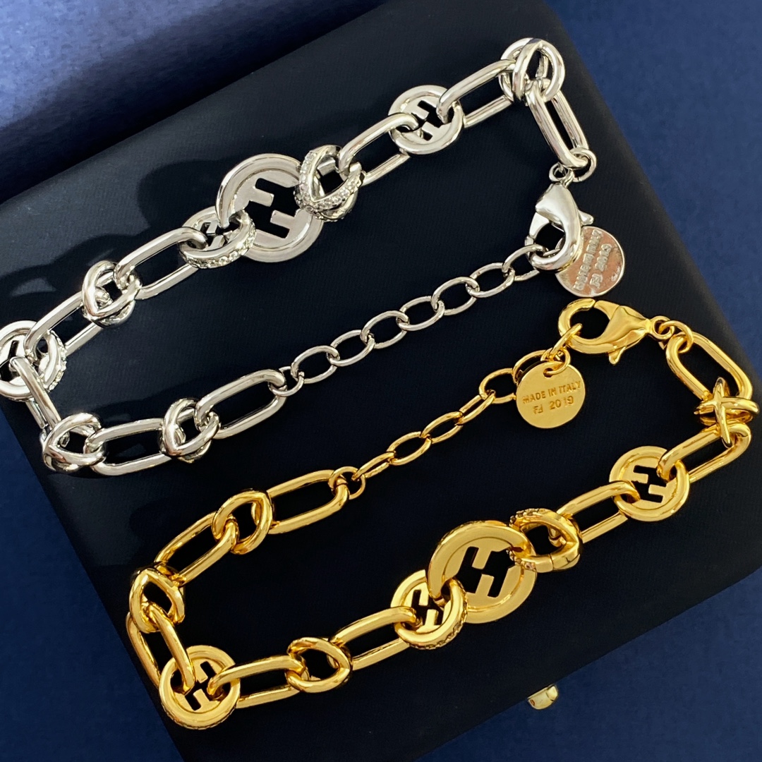 Fendi EverRound F Is Fendi bracelet gold-tone metal with clear crystal accents silver-tone metal with clear crystal accents adjustable 16-20cm