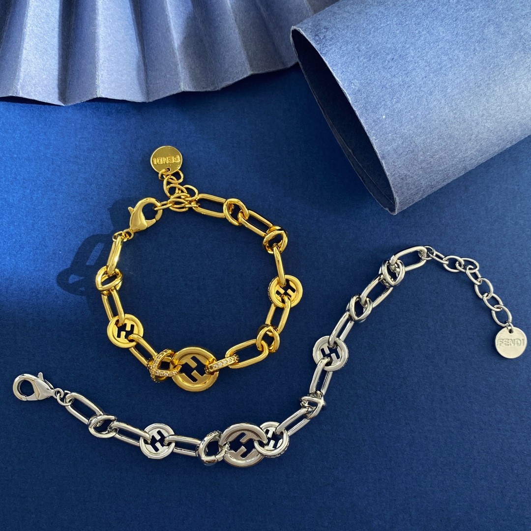 Fendi EverRound F Is Fendi bracelet gold-tone metal with clear crystal accents silver-tone metal with clear crystal accents adjustable 16-20cm