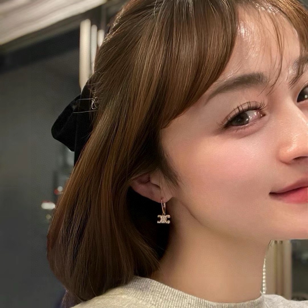 Celine Triomphe Crystal Drop Earrings earrings gold-tone metal with clear crystal accents 1 5cm drop length