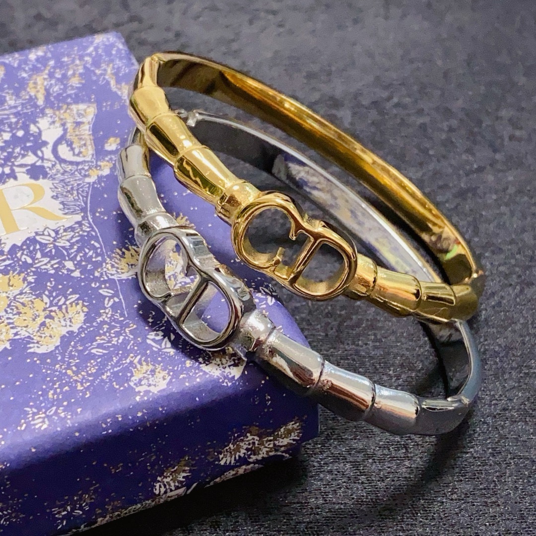 Dior CD Logo Bamboo Bangle bracelet Gold-tone metal no gemstones 17cm