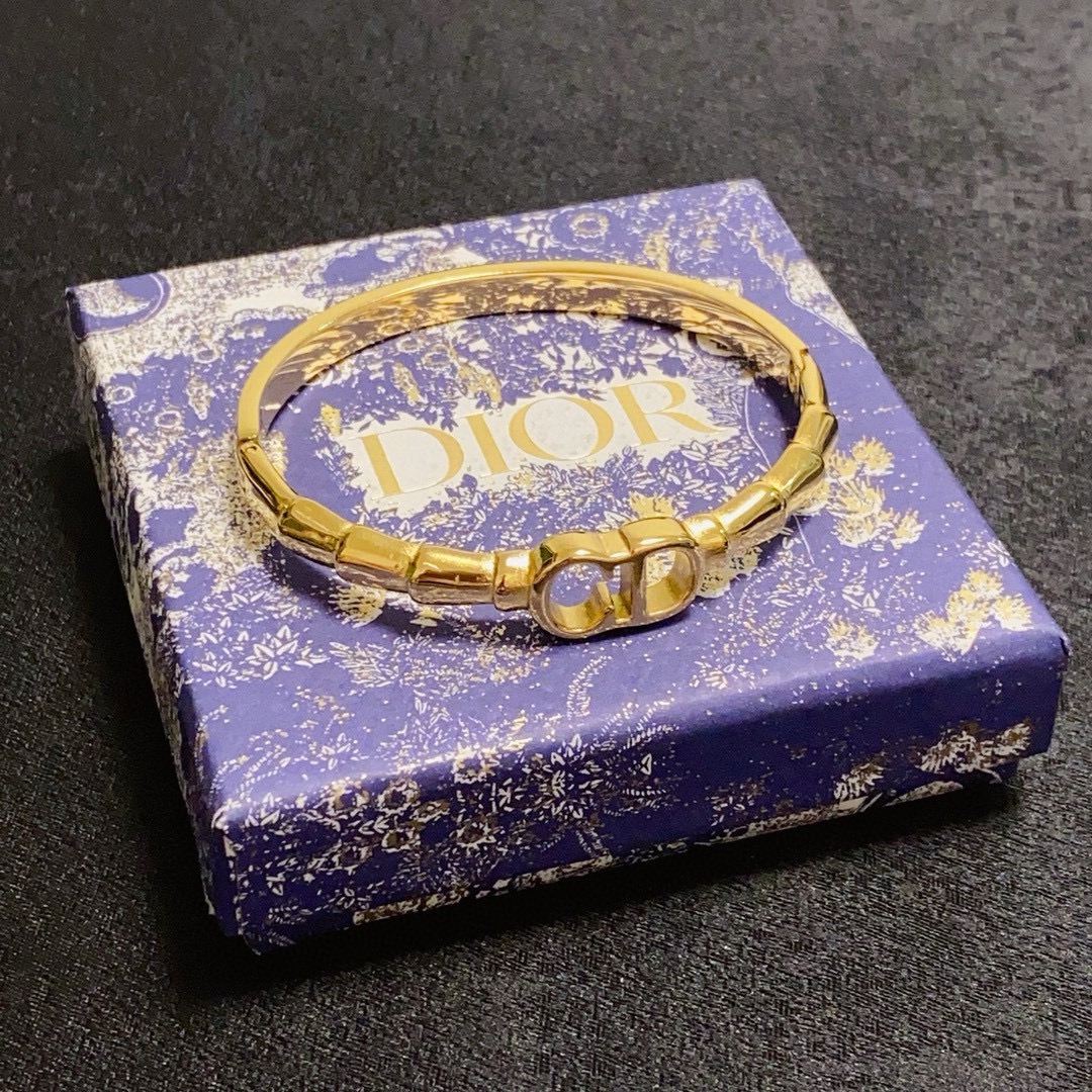 Dior CD Logo Bamboo Bangle bracelet Gold-tone metal no gemstones 17cm