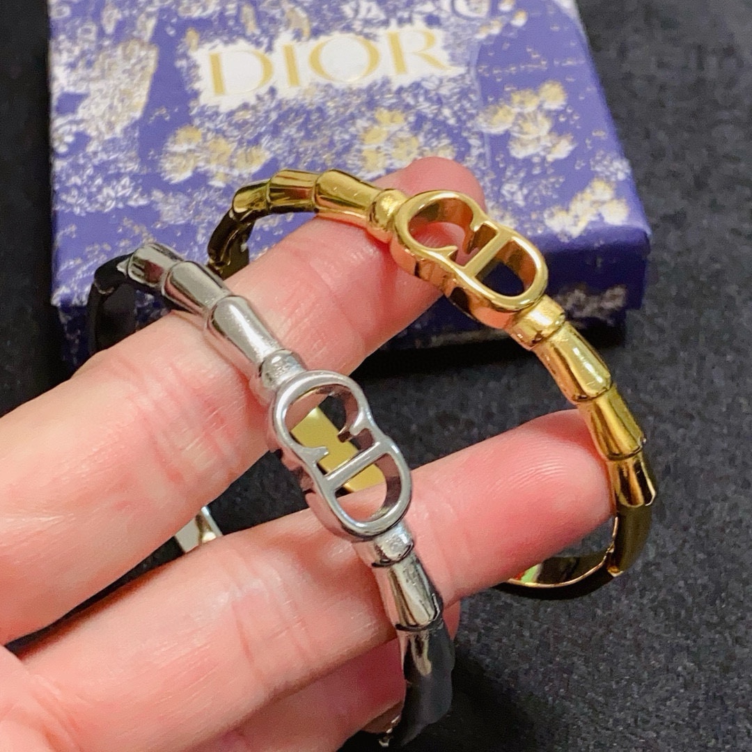 Dior CD Logo Bamboo Bangle bracelet Gold-tone metal no gemstones 17cm