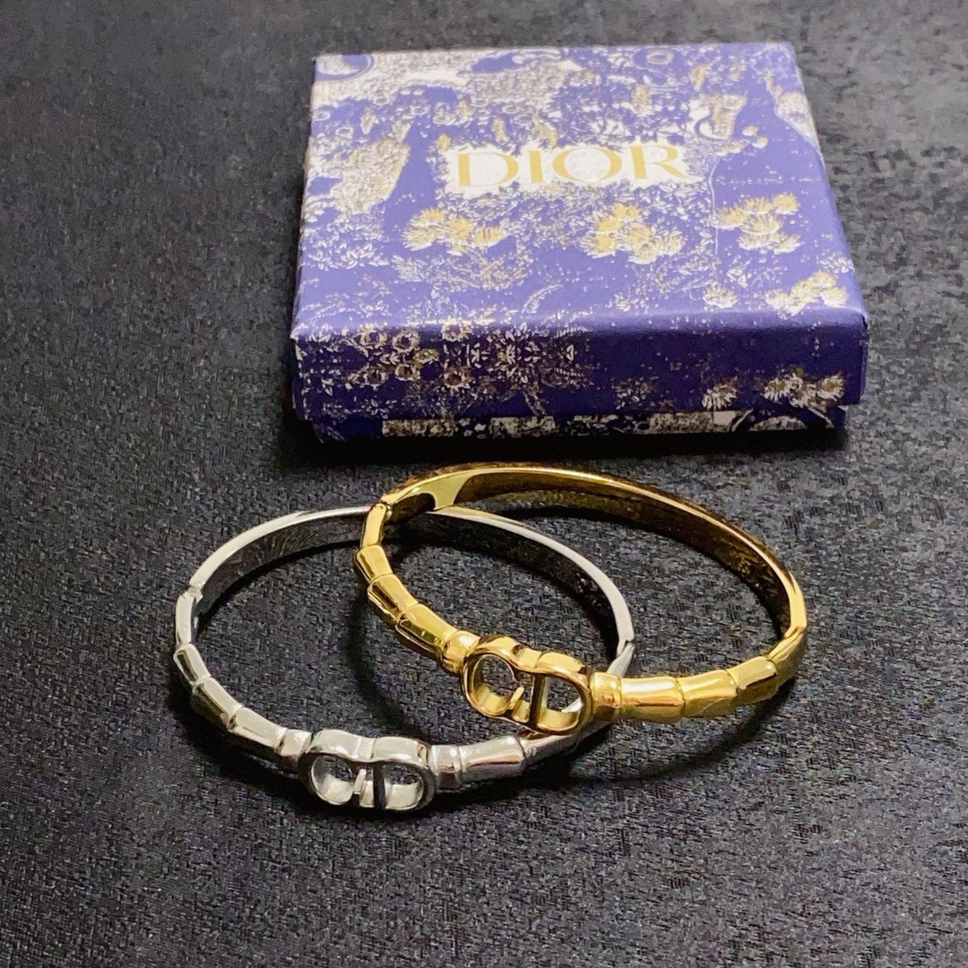 Dior CD Logo Bamboo Bangle bracelet Gold-tone metal no gemstones 17cm