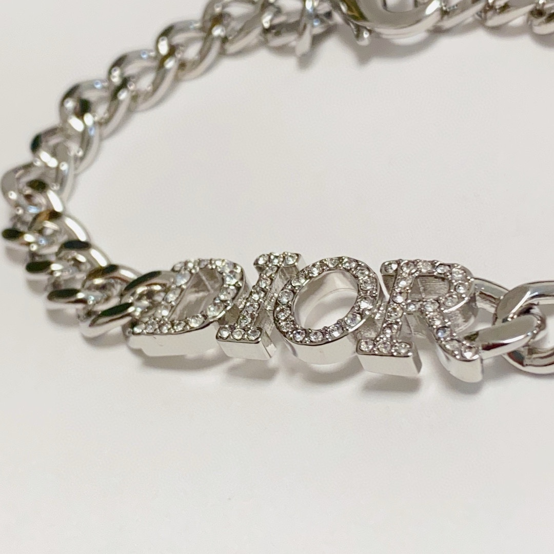 Dior DiorCD bracelet silver metal with clear crystal accents 18cm