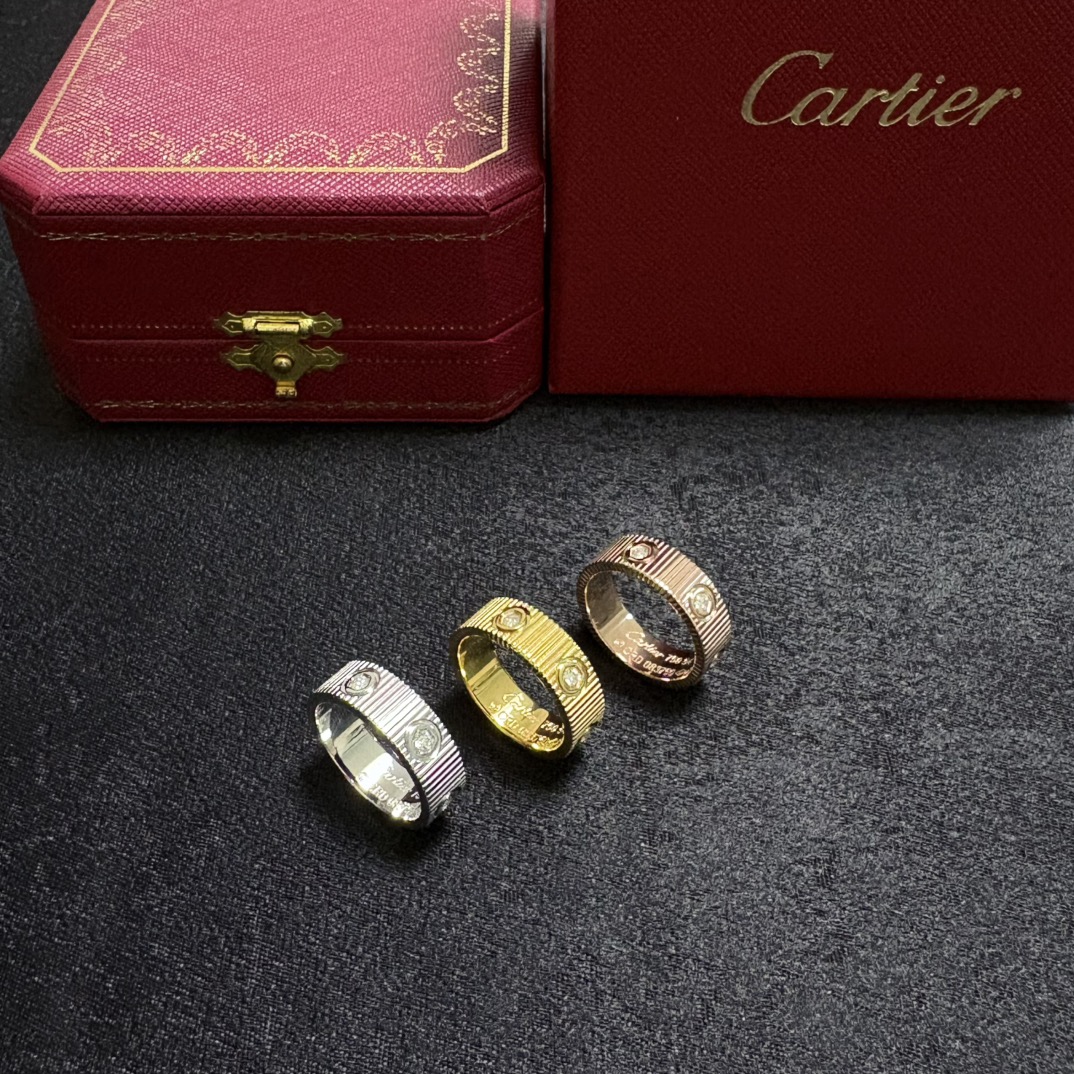 Cartier Love Ring Striated Diamond ring Available in 18k yellow gold 18k white gold 18k rose gold set with round brilliant diamonds 54