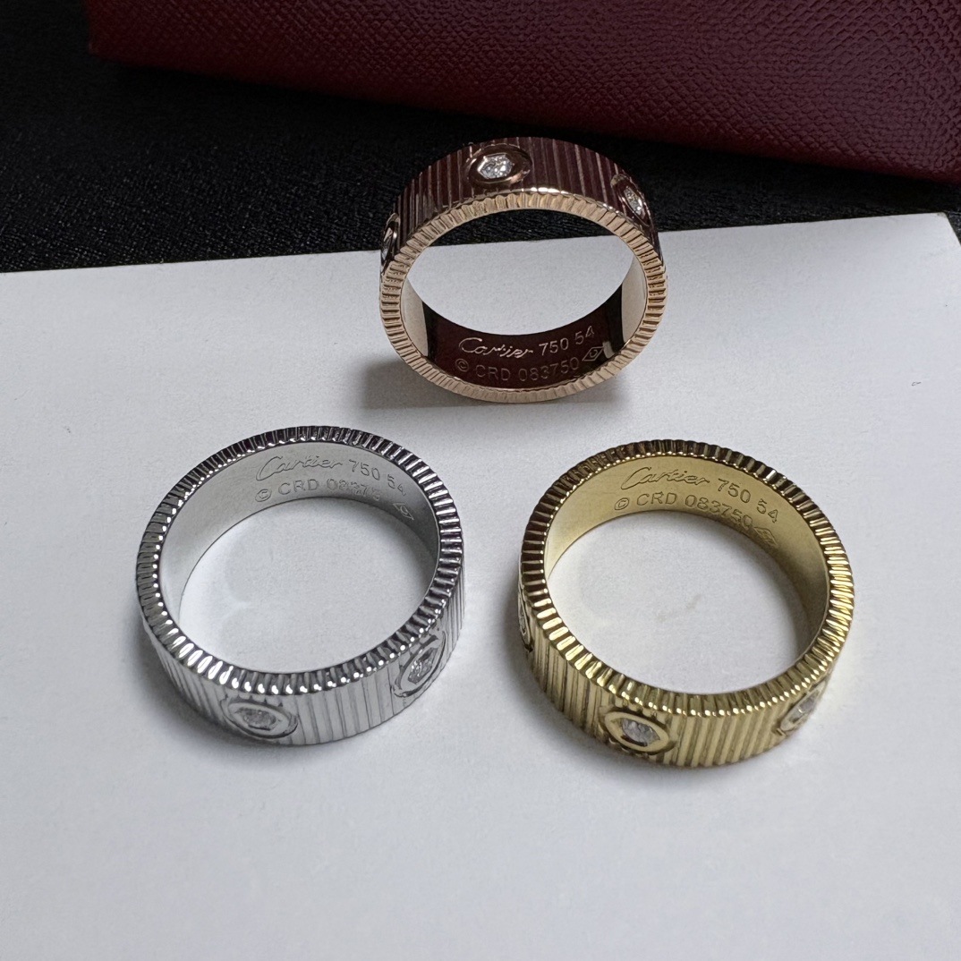 Cartier Love Striated Diamond Ring ring 18k yellow gold 18k white gold 18k rose gold with diamond accents 6-10