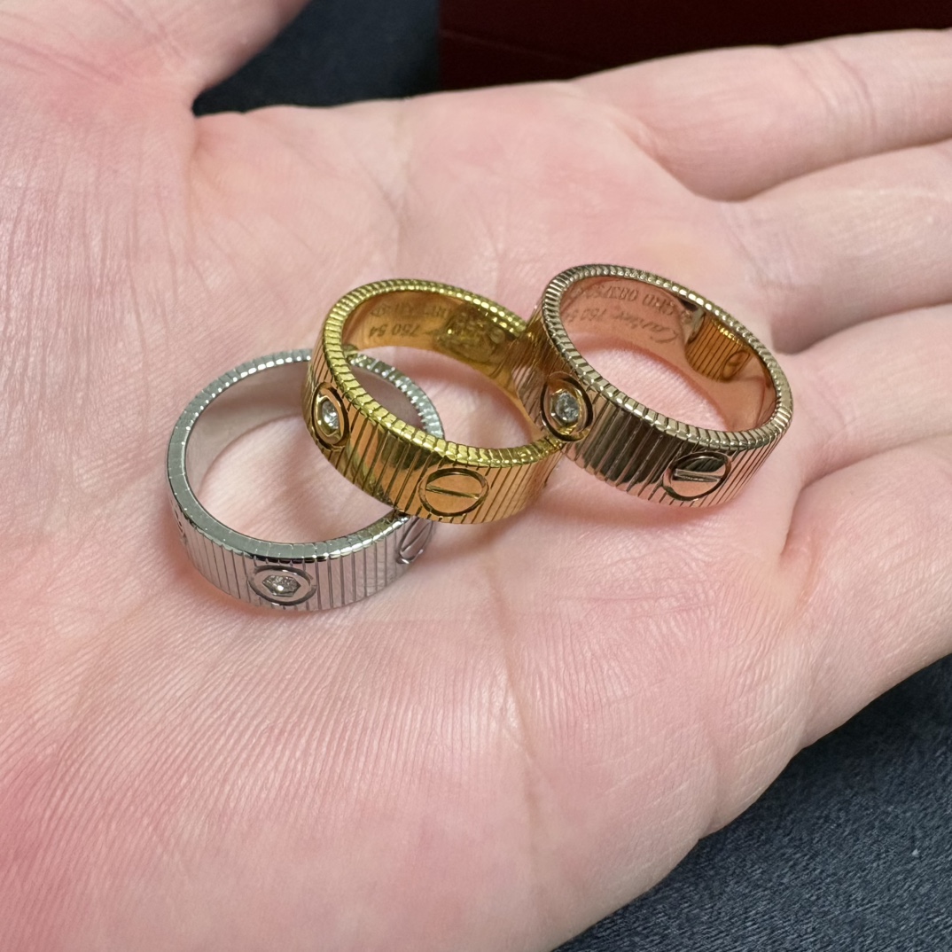 Cartier Love Striated Diamond Ring ring 18k yellow gold 18k white gold 18k rose gold with diamond accents 6-10