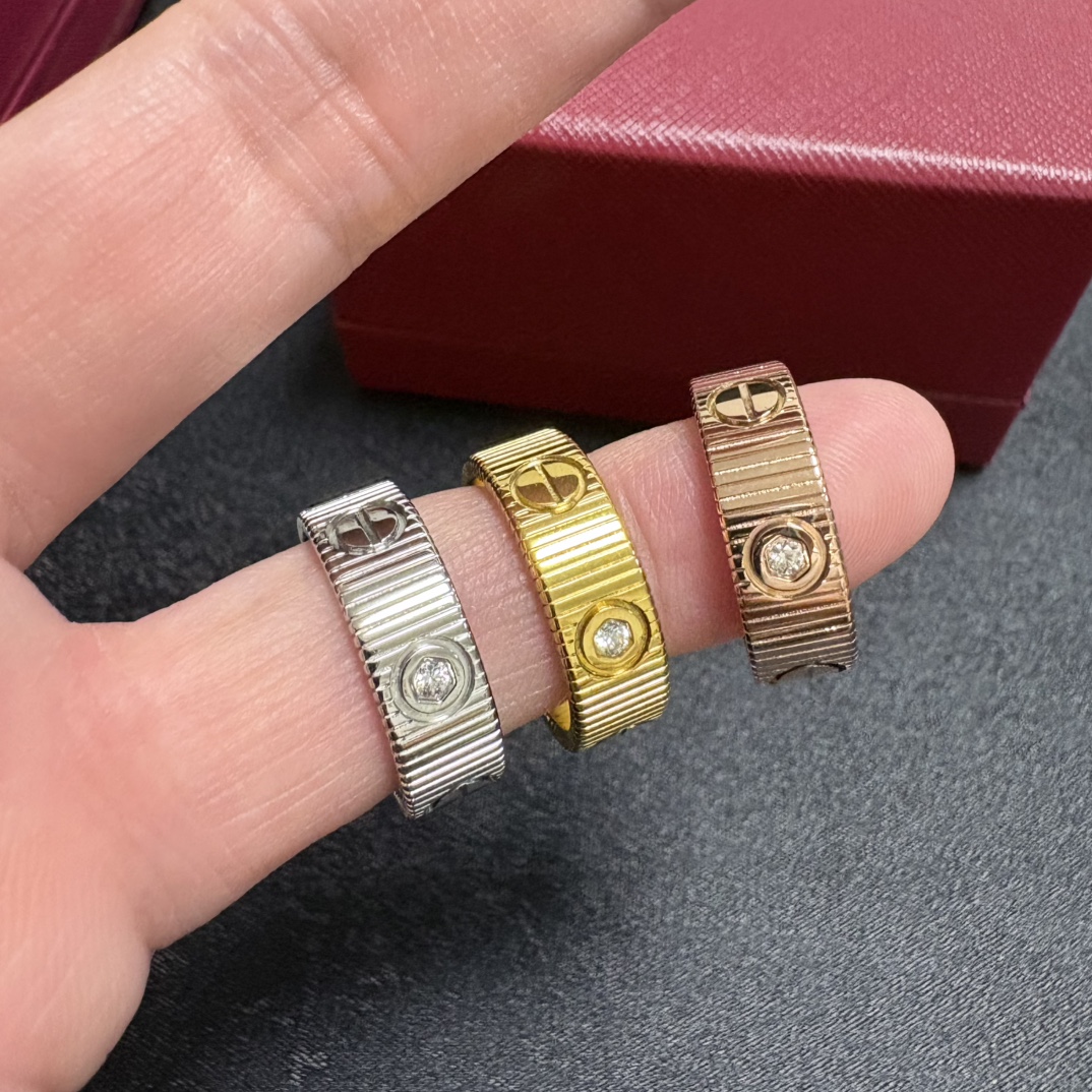 Cartier Love Striated Diamond Ring ring 18k yellow gold 18k white gold 18k rose gold with diamond accents 6-10