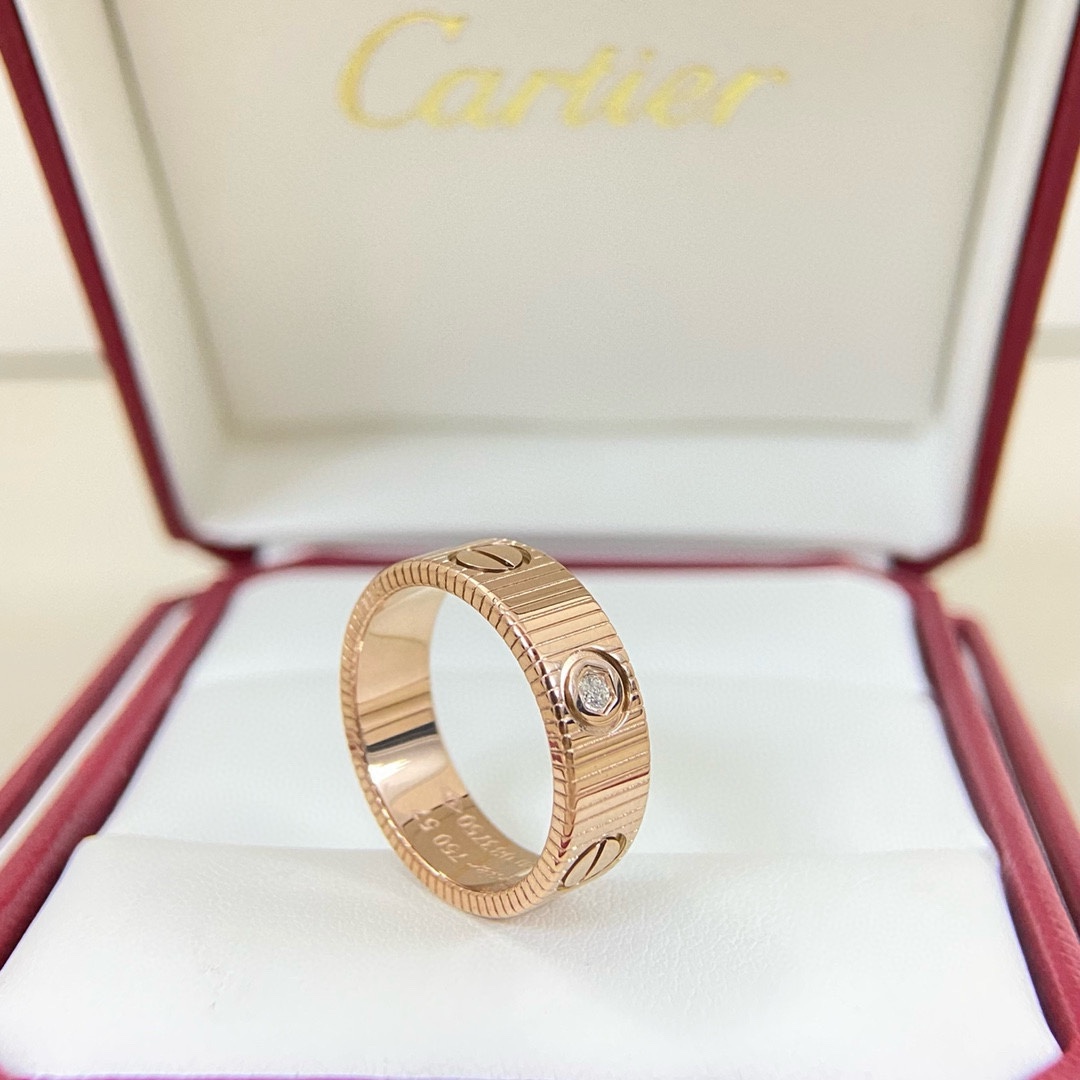 Cartier Love ring Yellow gold white gold rose gold with clear diamond accents 6-10