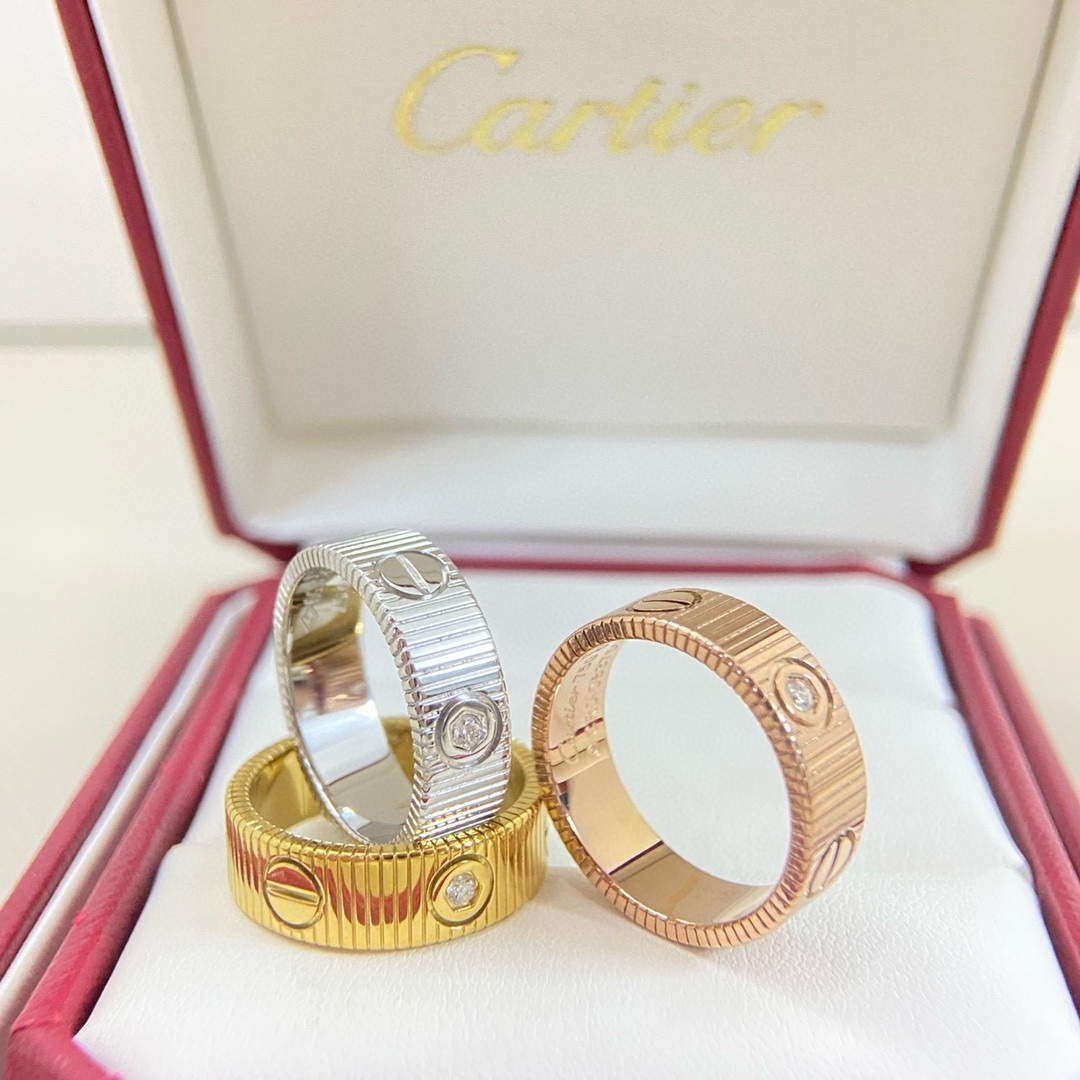 Cartier Love ring Yellow gold white gold rose gold with clear diamond accents 6-10