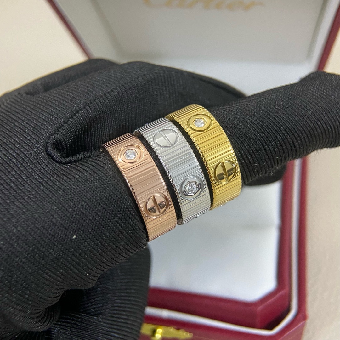 Cartier Love ring Yellow gold white gold rose gold with clear diamond accents 6-10