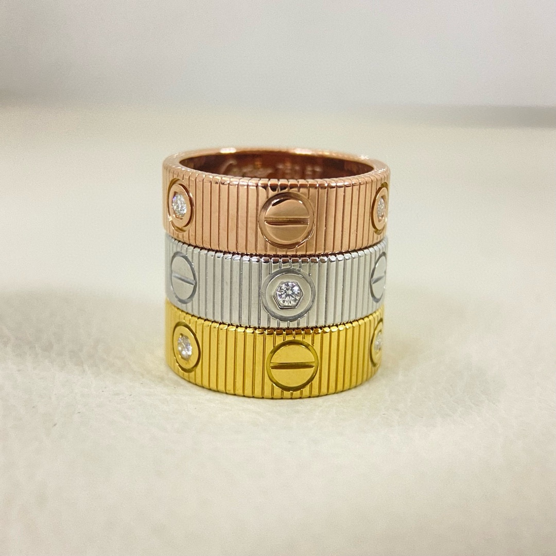 Cartier Love ring Yellow gold white gold rose gold with clear diamond accents 6-10