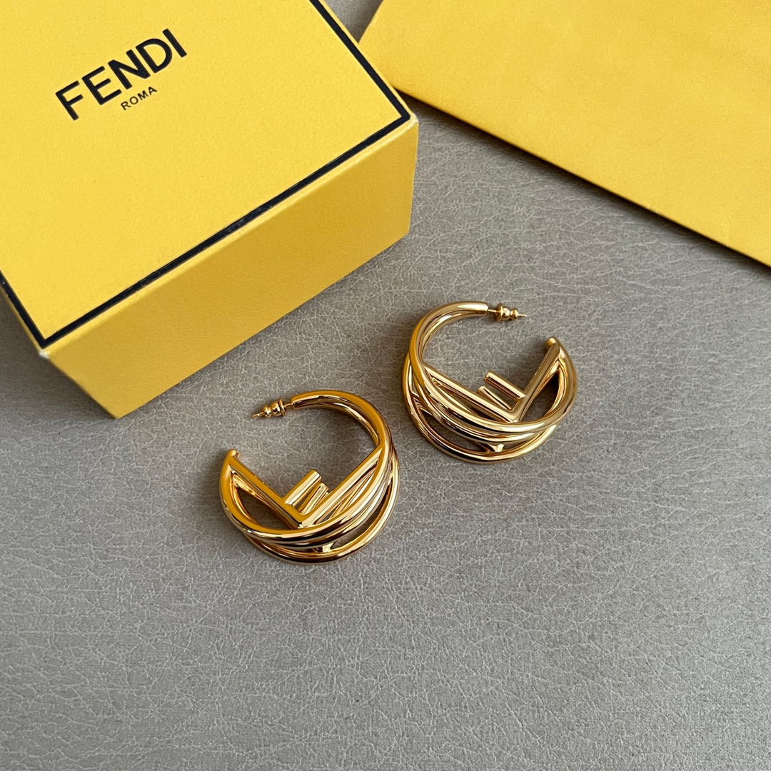 Fendi F is Fendi Hoop Earrings earrings Gold-tone metal gold version Silver-tone metal silver version no gemstones 3cm diameter